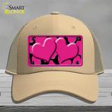 Pink Black Giraffe Pink Centered Hearts Novelty License Plate Hat Mesh / Khaki