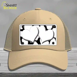 White Black Giraffe White Centered Hearts Novelty License Plate Hat Mesh / Khaki