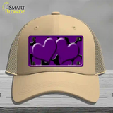 Purple Black Giraffe Purple Centered Hearts Novelty License Plate Hat Mesh / Khaki