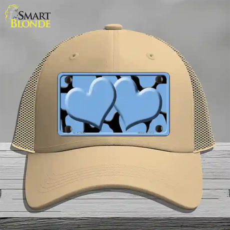 Light Blue Black Giraffe Light Blue Centered Hearts Novelty License Plate Hat Mesh / Khaki