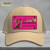 Roadrunner Pink New Mexico Novelty License Plate Hat Mesh / Khaki