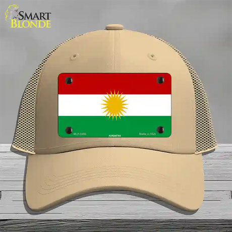 Kurdistan Flag Novelty License Plate Hat Mesh / Khaki