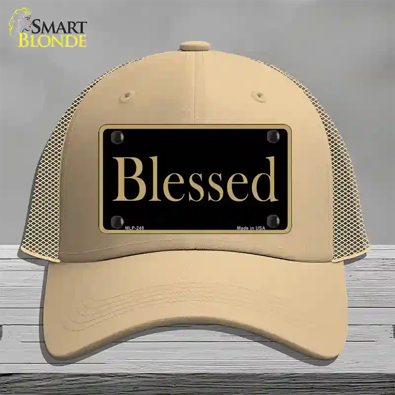 Blessed Gold Novelty License Plate Hat Mesh / Khaki