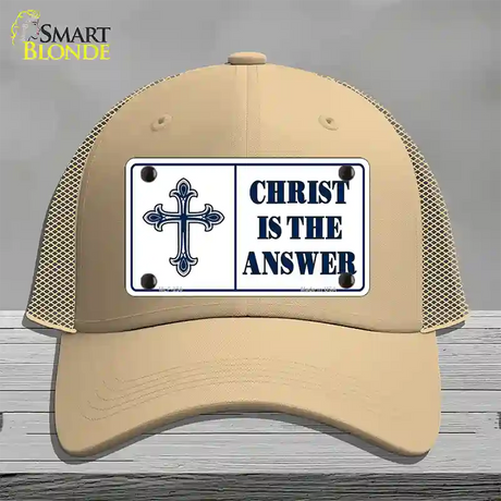 Christ Is The Answer Novelty License Plate Hat Mesh / Khaki