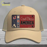 God Bless America Quilt Novelty License Plate Hat Mesh / Khaki