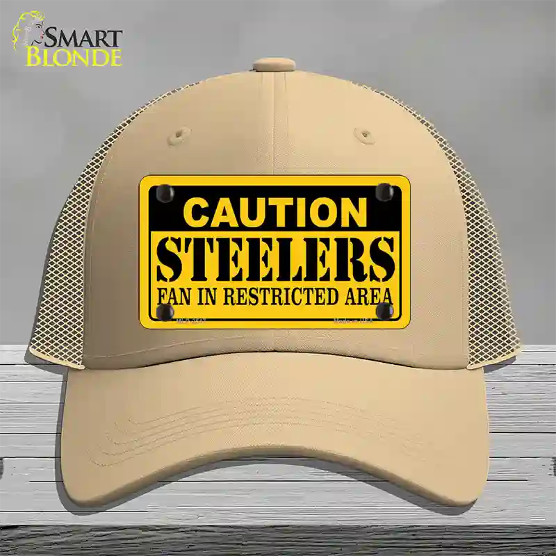 Caution Steelers Novelty License Plate Hat Mesh / Khaki