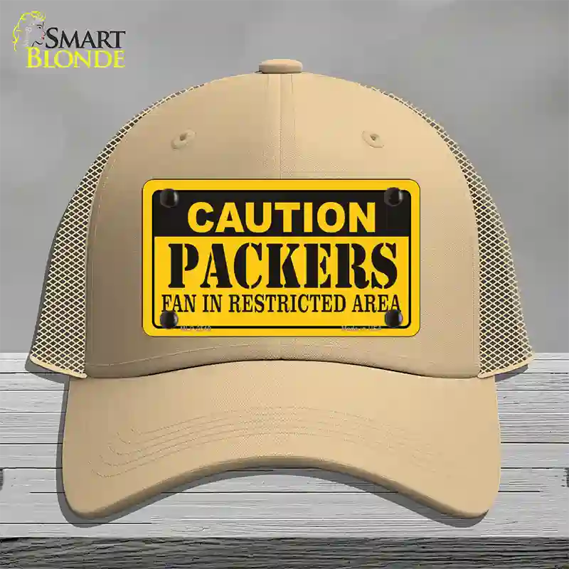 Caution Packers Novelty License Plate Hat Mesh / Khaki