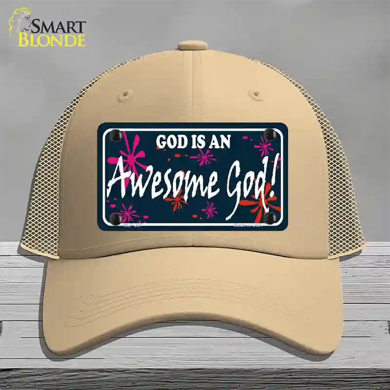 God Is An Awesome God Novelty License Plate Hat Mesh / Khaki