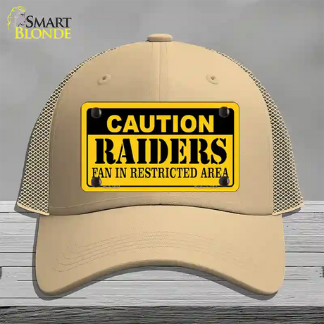 Caution Raiders Novelty License Plate Hat Mesh / Khaki