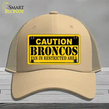 Caution Broncos Novelty License Plate Hat Mesh / Khaki