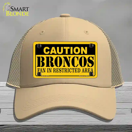 Caution Broncos Novelty License Plate Hat Mesh / Khaki