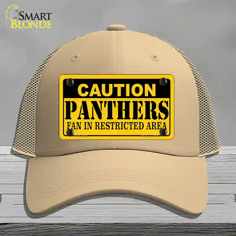 Caution Panthers Novelty License Plate Hat Mesh / Khaki