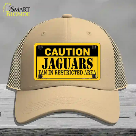 Caution Jaguars Novelty License Plate Hat Mesh / Khaki