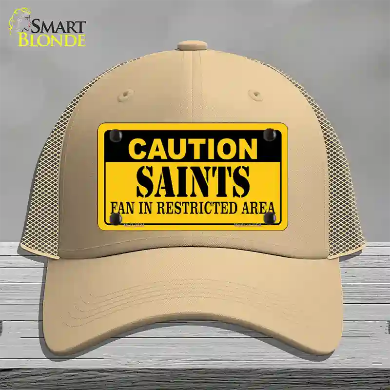 Caution Saints Novelty License Plate Hat Mesh / Khaki