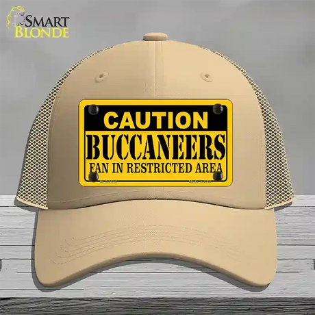 Caution Buccaneers Novelty License Plate Hat Mesh / Khaki