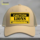 Caution Lions Novelty License Plate Hat Mesh / Khaki