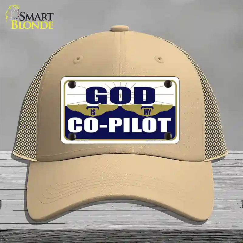 God Is My Co-Pilot Novelty License Plate Hat Mesh / Khaki