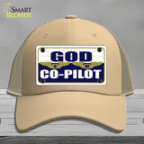 God Is My Co-Pilot Novelty License Plate Hat Mesh / Khaki