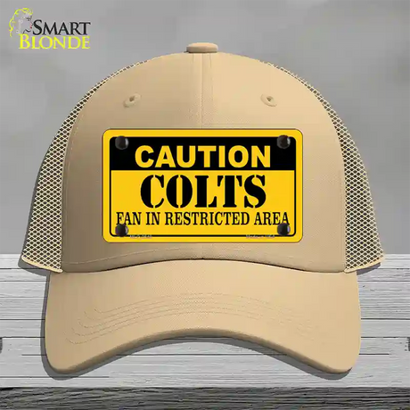 Caution Colts Novelty License Plate Hat Mesh / Khaki