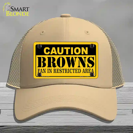 Caution Browns Novelty License Plate Hat Mesh / Khaki