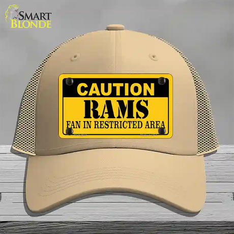 Caution Rams Novelty License Plate Hat Mesh / Khaki