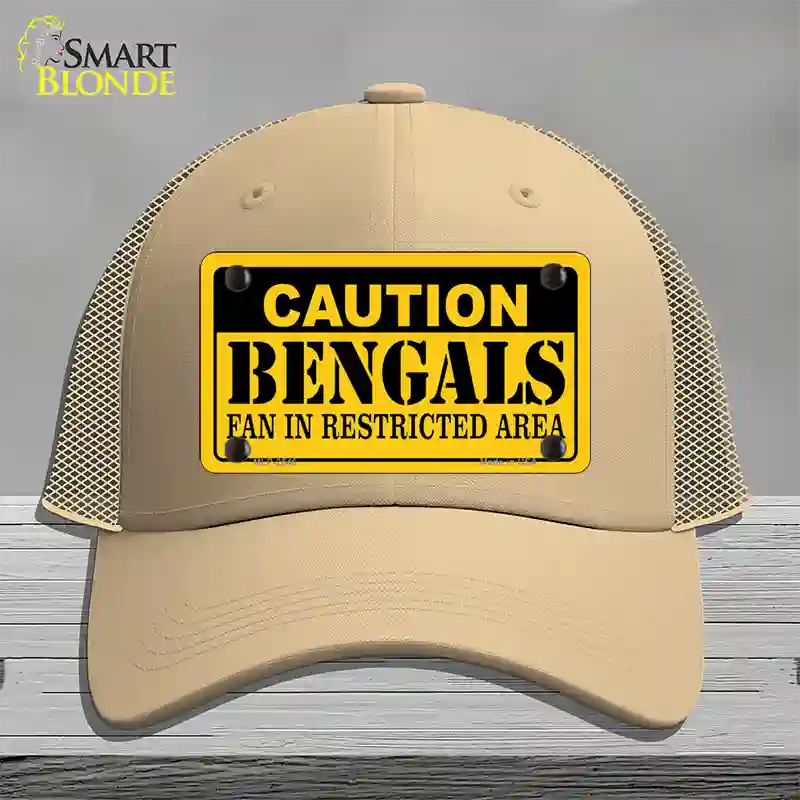 Caution Bengals Novelty License Plate Hat Mesh / Khaki