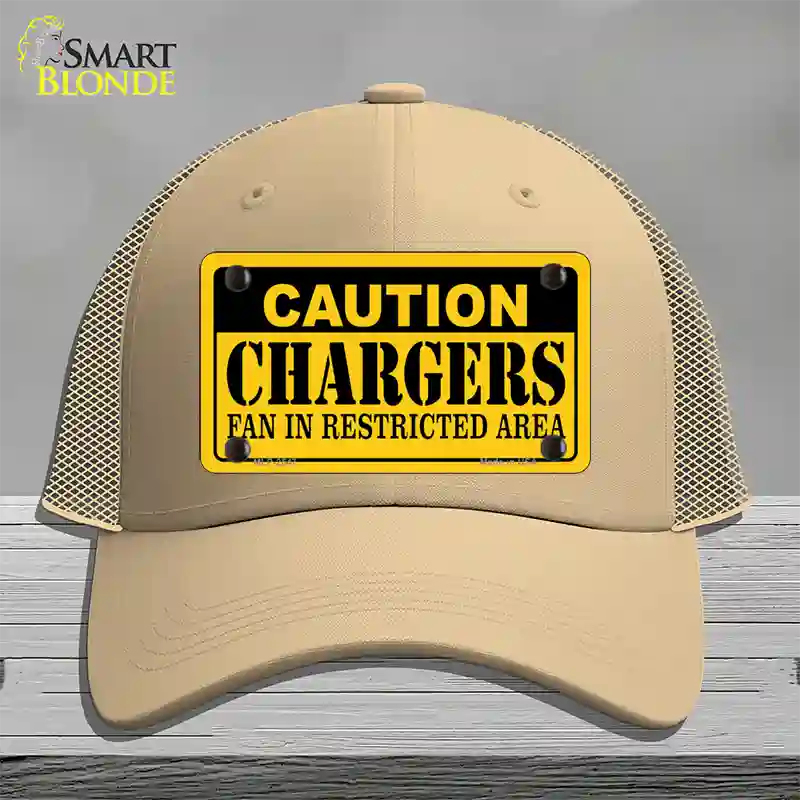 Caution Chargers Novelty License Plate Hat Mesh / Khaki