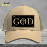 God Novelty License Plate Hat Mesh / Khaki