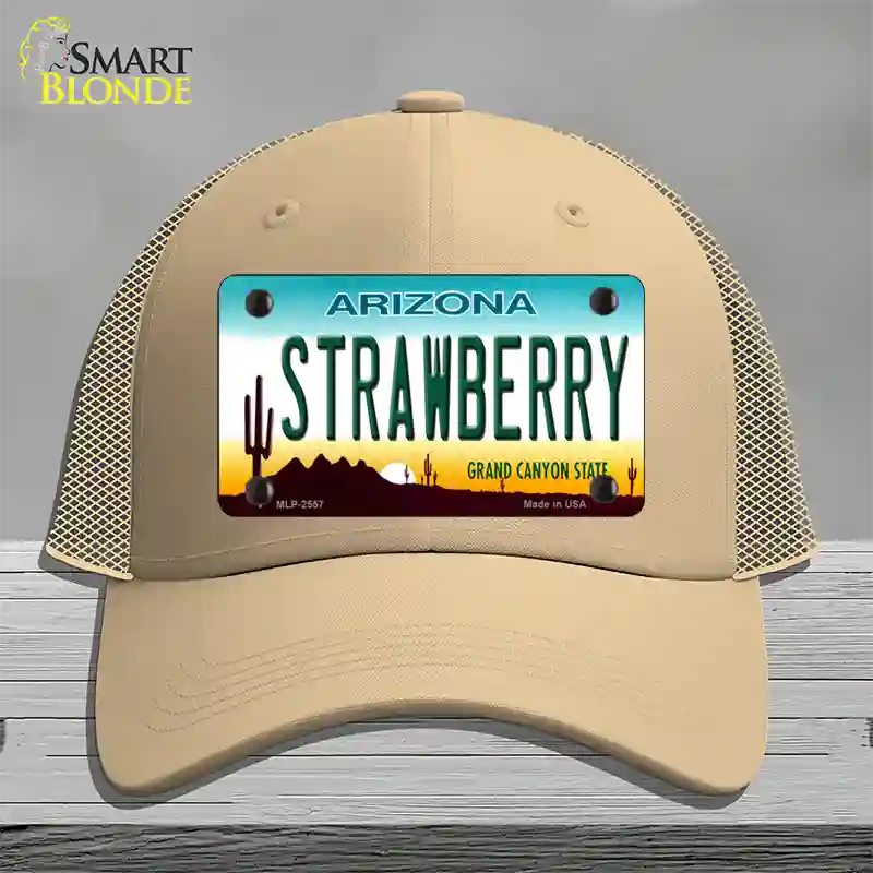 Strawberry Arizona Novelty License Plate Hat Mesh / Khaki