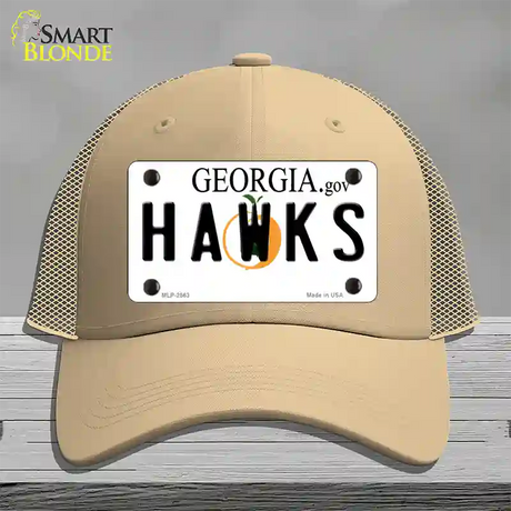 Hawks Georgia State Novelty License Plate Hat Mesh / Khaki