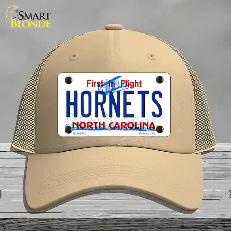 Hornets North Carolina State Novelty License Plate Hat Mesh / Khaki