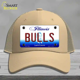 Bulls Illinois State Novelty License Plate Hat Mesh / Khaki