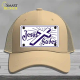 Jesus Saves Novelty License Plate Hat Mesh / Khaki