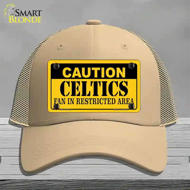 Caution Celtics Fan Novelty License Plate Hat Mesh / Khaki