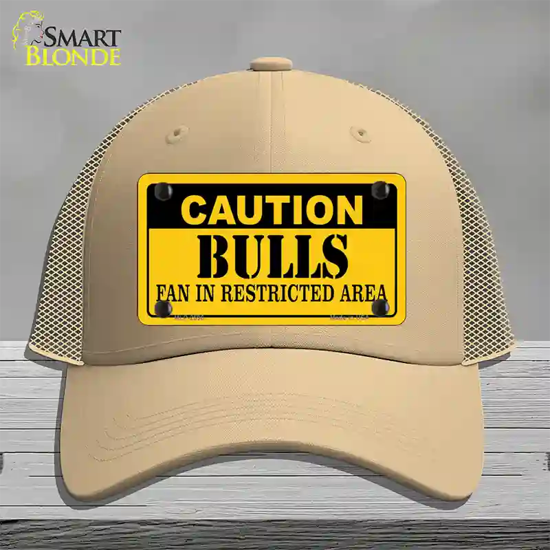 Caution Bulls Fan Novelty License Plate Hat Mesh / Khaki