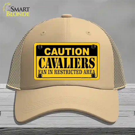 Caution Cavaliers Fan Novelty License Plate Hat Mesh / Khaki