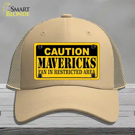 Caution Mavericks Fan Novelty License Plate Hat Mesh / Khaki