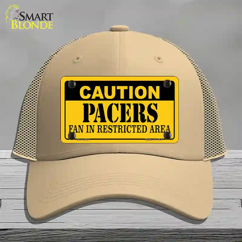 Caution Pacers Novelty License Plate Hat Mesh / Khaki