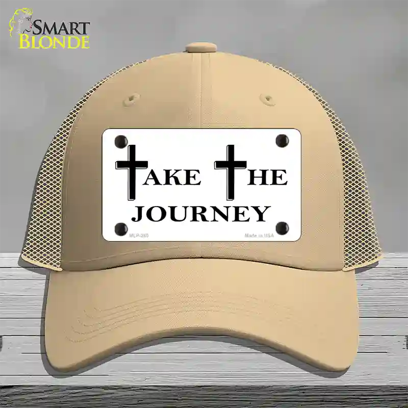 Take The Journey Vanity Novelty License Plate Hat Mesh / Khaki