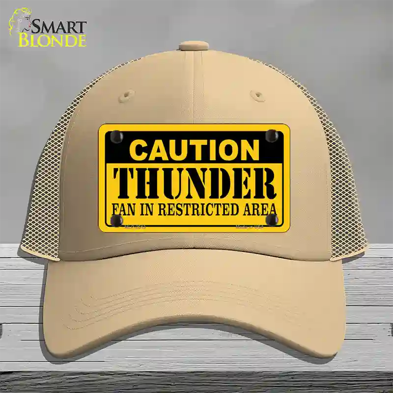 Caution Thunder Fan Novelty License Plate Hat Mesh / Khaki