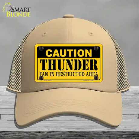 Caution Thunder Fan Novelty License Plate Hat Mesh / Khaki