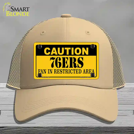 Caution 76ers Fan Novelty License Plate Hat Mesh / Khaki