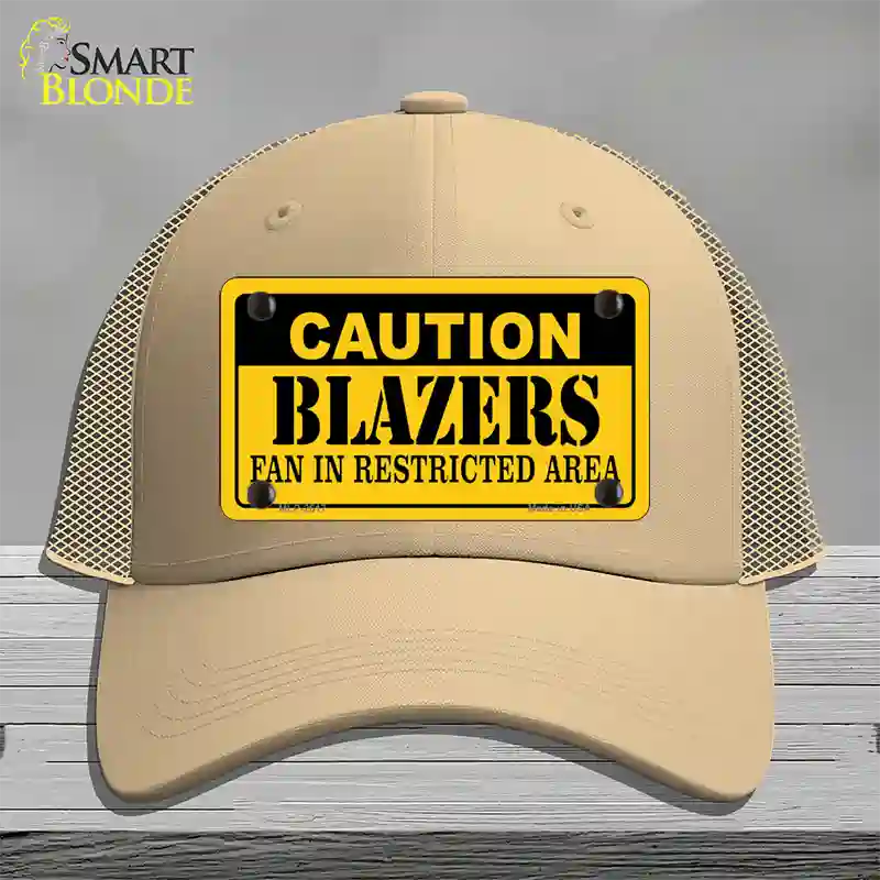 Caution Blazers Fan Novelty License Plate Hat Mesh / Khaki