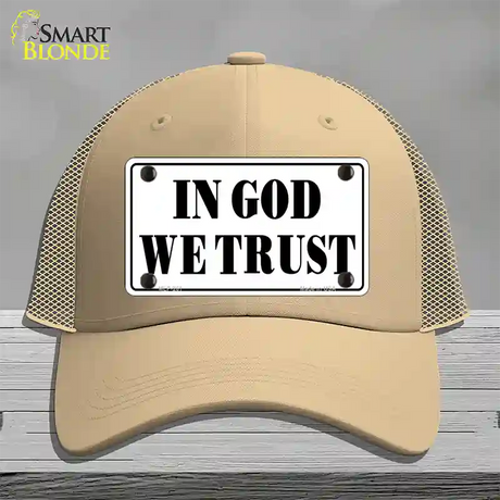 In God We Trust Novelty License Plate Hat Mesh / Khaki