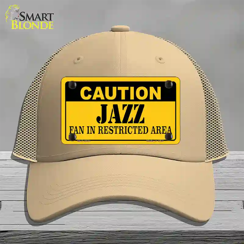 Caution Jazz Fan Novelty License Plate Hat Mesh / Khaki