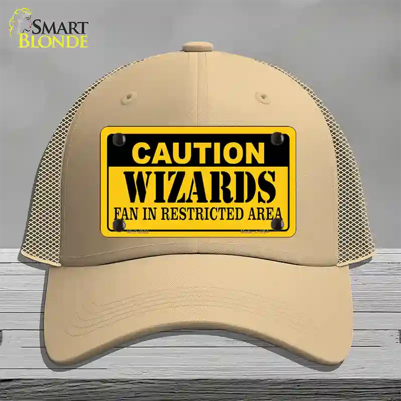 Caution Wizards Fan Novelty License Plate Hat Mesh / Khaki