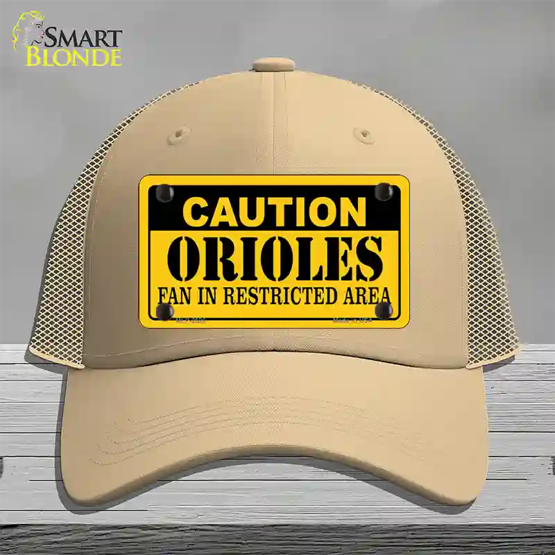 Caution Orioles Fan Novelty License Plate Hat Mesh / Khaki