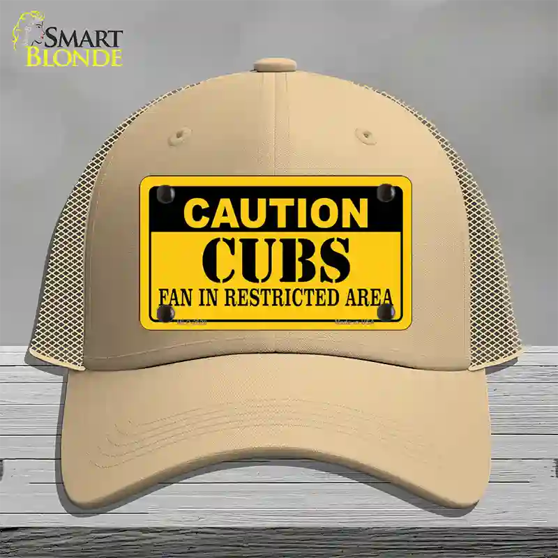 Caution Cubs Fan Novelty License Plate Hat Mesh / Khaki