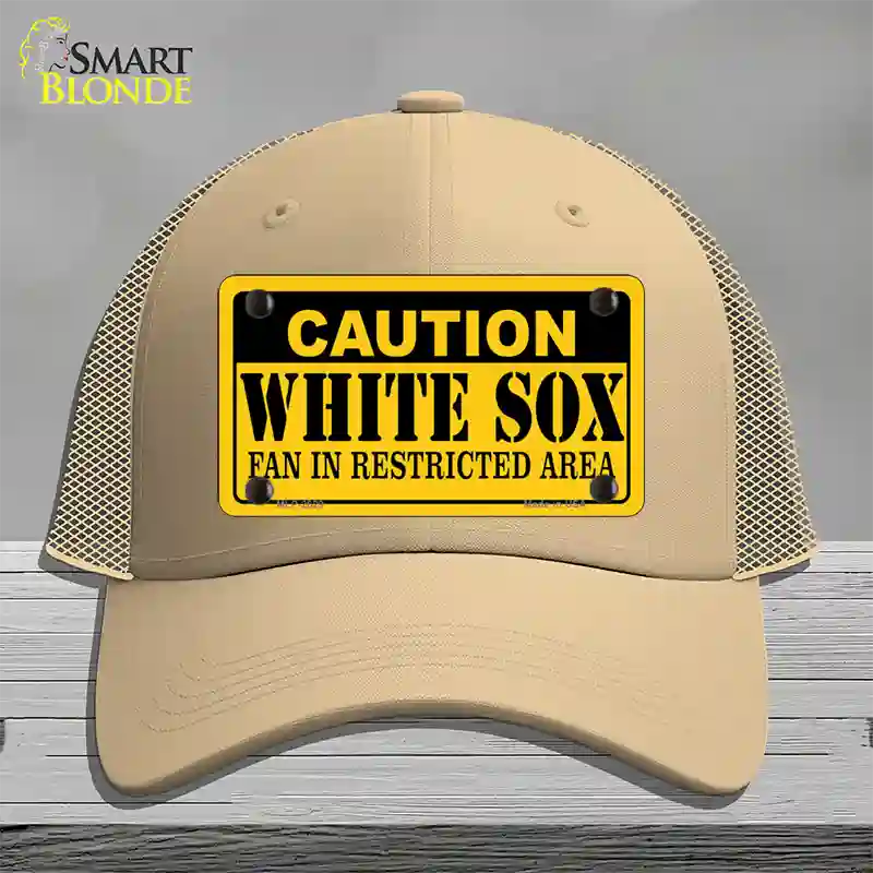 Caution White Sox Fan Novelty License Plate Hat Mesh / Khaki