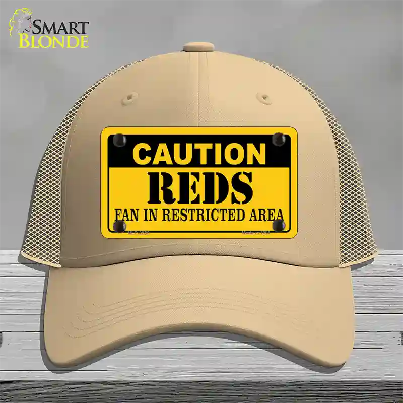 Caution Reds Fan Novelty License Plate Hat Mesh / Khaki